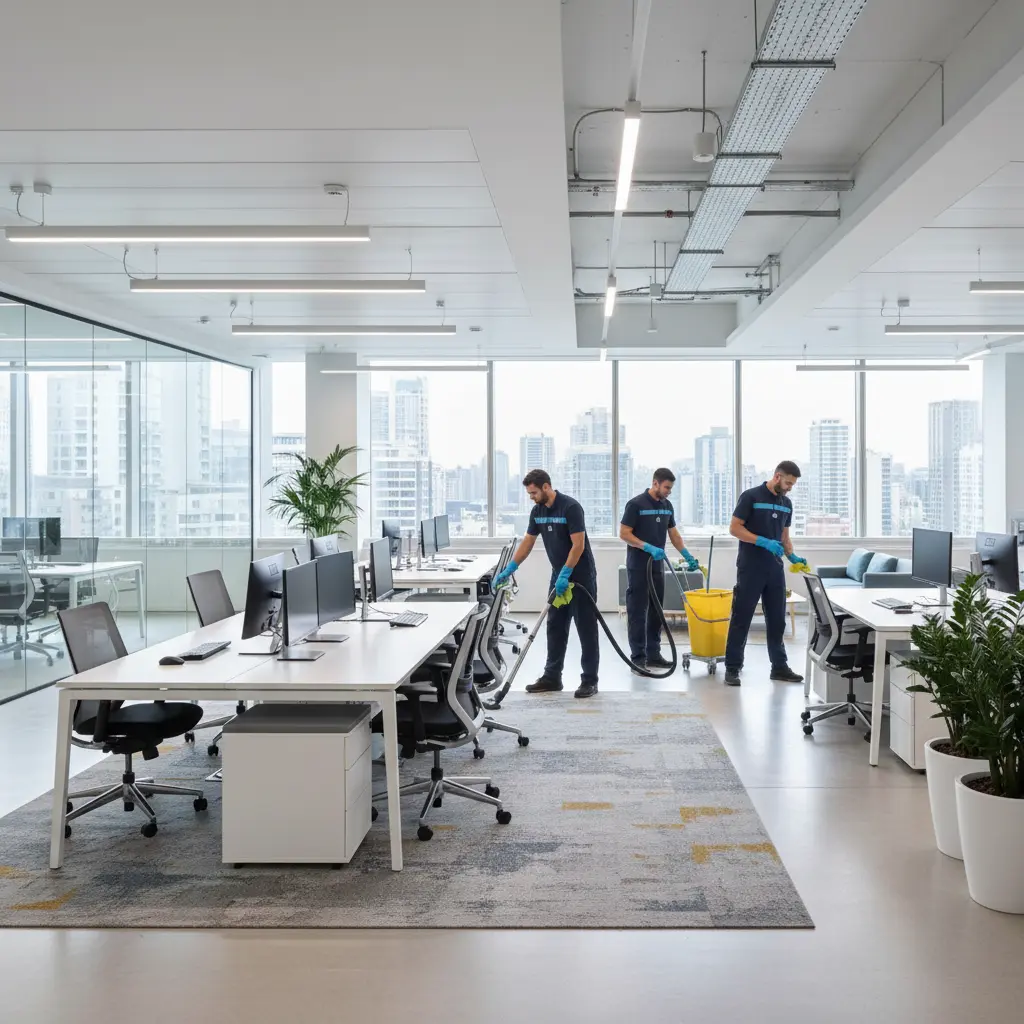 Reinigung eines modernen Büros